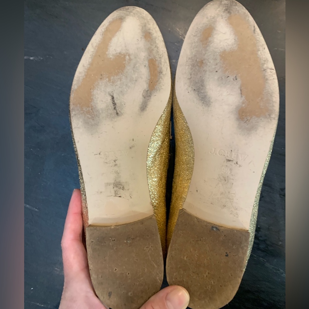 J. Crew Gold Leather Loafers ladies 9.5 - Picture 5 of 7
